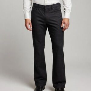 FINK 100% cotton Warm Charcoal Brown Plaid Straight-Leg Pants